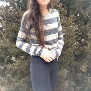 Striped knit sweater with sparkles